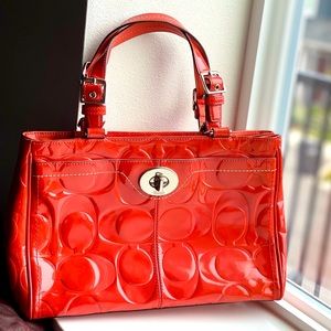 Auth Coach shiny leather handbag